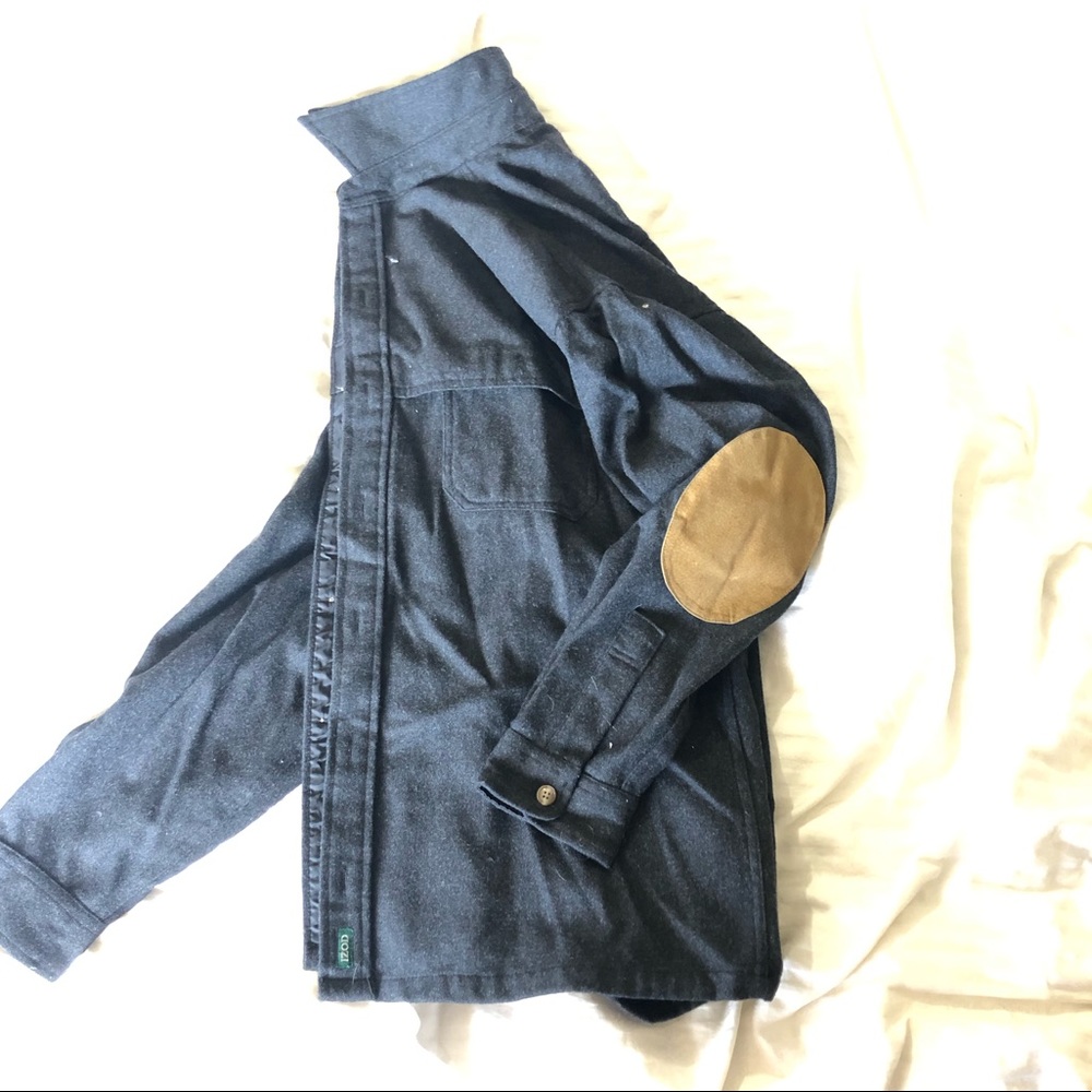 IZOD wool field jacket, leather elbow patches.